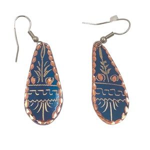 Copper Inlaid Earrings from Turkey